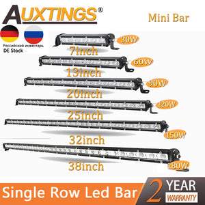 Auxtings Slim LED Light Bar Single Row 7" 13" 20" 25" 32" 38'' inch 90W 120W 150W 180W For SUV 4X4 Off Road LED Work Light Lamp