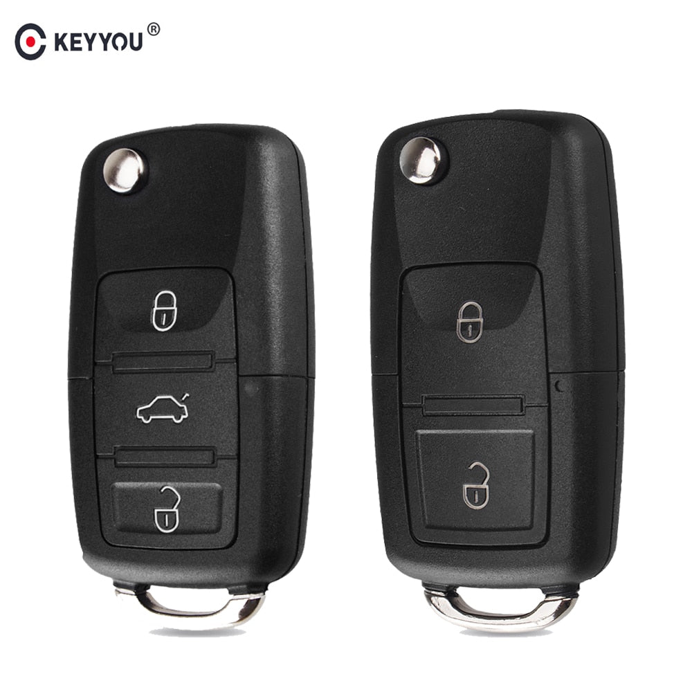 KEYYOU 2 button Folding Car Remote Key Flip Folding Key Shell Case For Volkswagen Vw Jetta Golf Passat Beetle Skoda Seat Polo B5