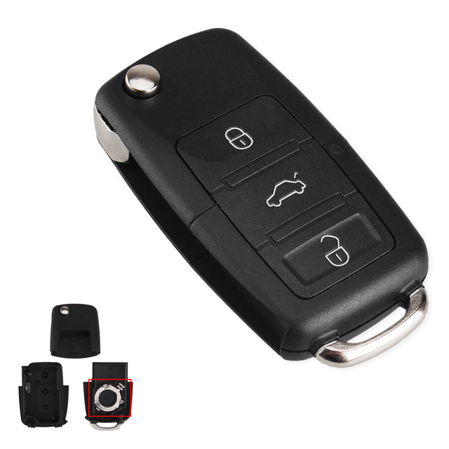 KEYYOU 2 button Folding Car Remote Key Flip Folding Key Shell Case For Volkswagen Vw Jetta Golf Passat Beetle Skoda Seat Polo B5