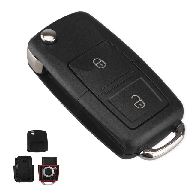 KEYYOU 2 button Folding Car Remote Key Flip Folding Key Shell Case For Volkswagen Vw Jetta Golf Passat Beetle Skoda Seat Polo B5