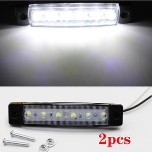 2pcs 12V Car External Lights White 6 SMD LED Auto Car Truck Lorry Side Marker Indicator Trailer Light Tail Rear Side Lamps