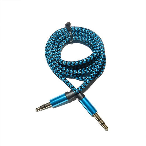 1m Nylon Aux Cable 3.5mm Male to Male Jack Auto Car Audio Cable Gold Plated Plug Line Cord For Iphone Xiaomi Speaker